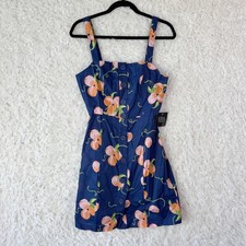 ERA by ModCloth Navy Peach Print Button Front Mini Dress Size 4 New 100% cotton