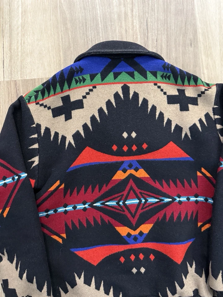 Vintage 90s Pendleton High Grade Western Wear Native Wool Aztec Jacket M Rare - Image 3 of 4