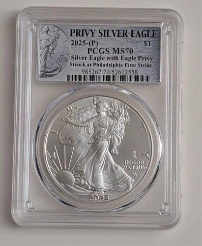 2025-(P) PRIVY SILVER EAGLE PCGS MS70 FIRST STRIKE 1 OZ SILVER COIN SKU 52612558