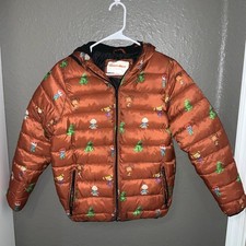NICKELODEON KIDS RUGRATS AOP Hooded Brown Puffer Jacket Size 14/16