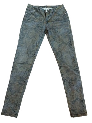 Tempo Paris Jeans Womens Small Gray Blue Faded Floral Tapered 30x30