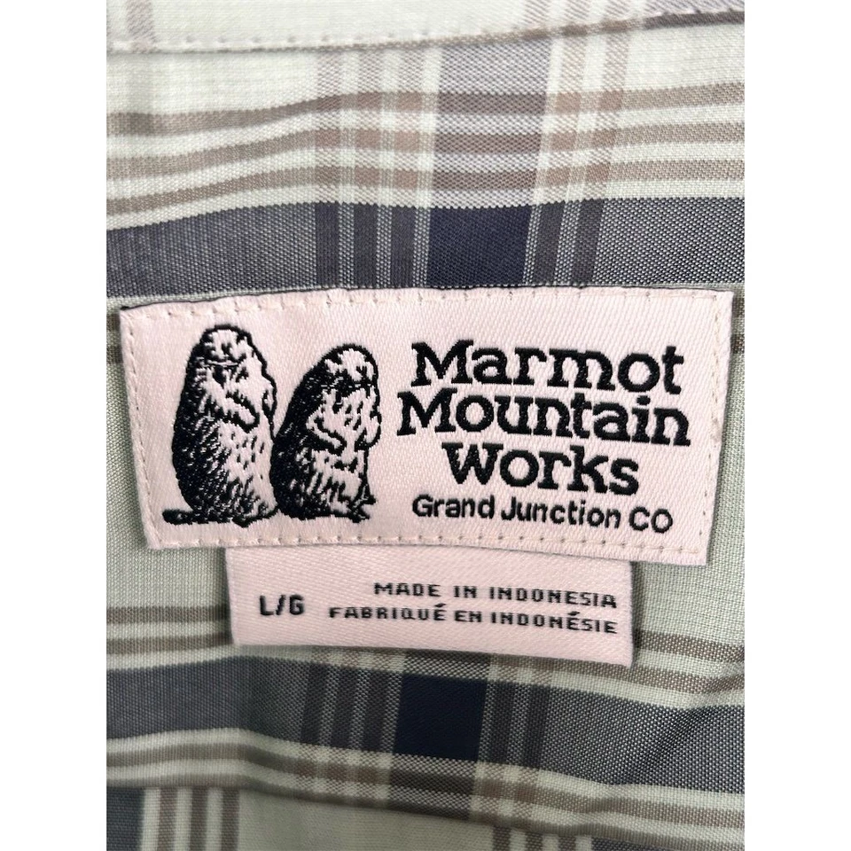 Marmot Men's Plaid Button-Up Camp Shirt Green Short Sleeve Size L Casual NEW - Image 4 of 4