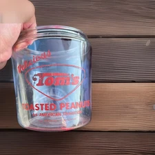 Vintage Glass Tom's Jar Toasted Peanuts Red Store Counter Display
