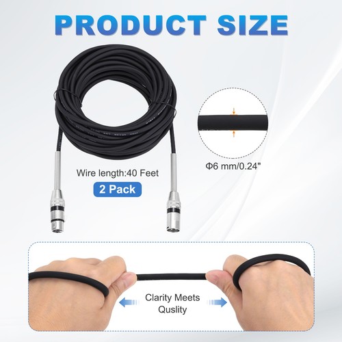 2 Pezzi Cavo da XLR a XLR,3 Pin XLR Maschio a Femmina Cavo Microfono,40 Piedi - Foto 2 di 6