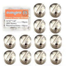 Metal Chicago Binding Screws 36 PCS M5x6mm Round Flat Head Stud Nail Rivet