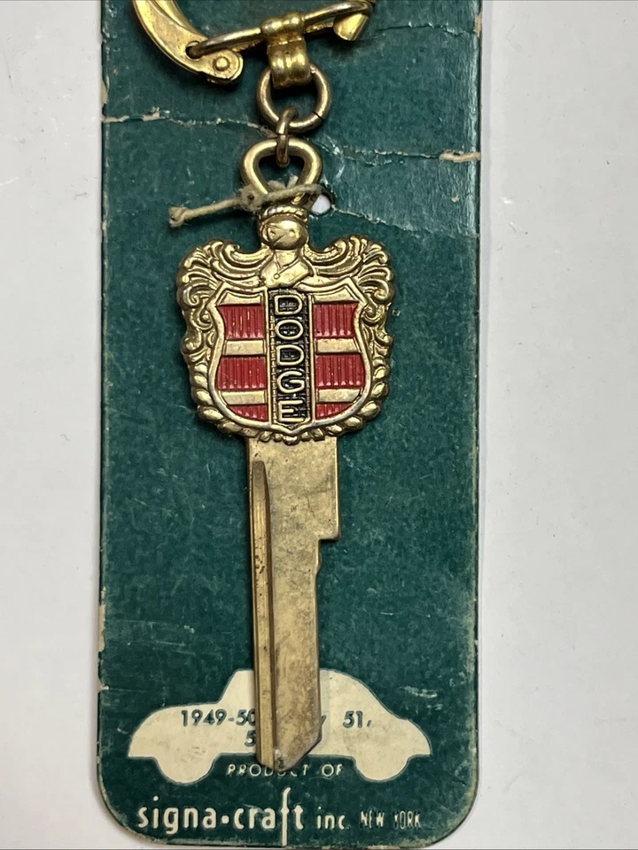 Vintage AUTOGRAM SIGNET KEY RING Dodge Car NOS on Card 1949 '50'51'53'54  UN-CUT - Image 2 of 4
