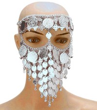 Astage Lady Cosplay Belly Dance Jewelry Coin Veil One Size, Silver