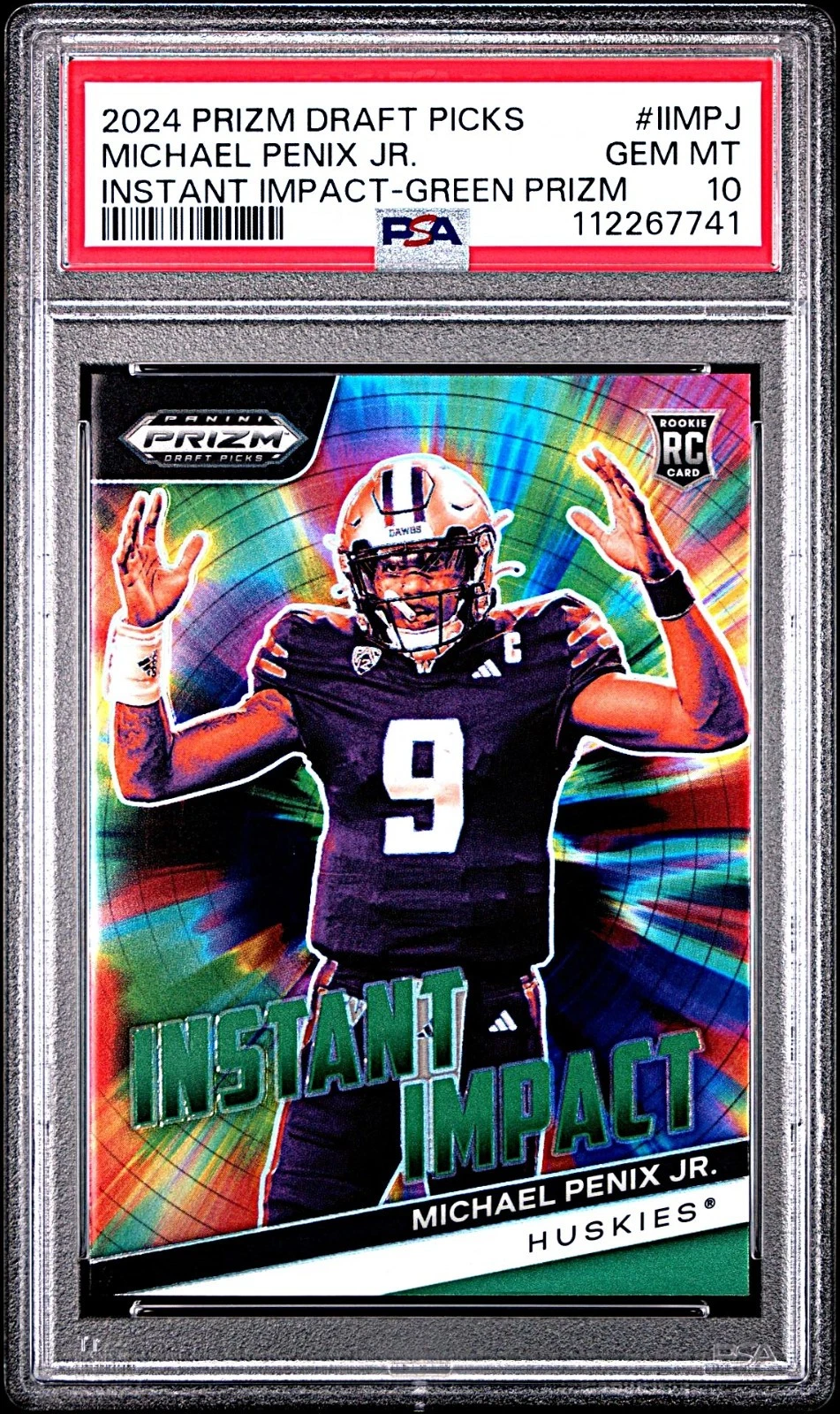 Michael Penix Panini Prizm Draft Picks Instant Impact #IIMPJ Green Prizm