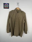 Vintage Wool Military field Service Shirt WW2 1950s Tan Button Mens XL Army
