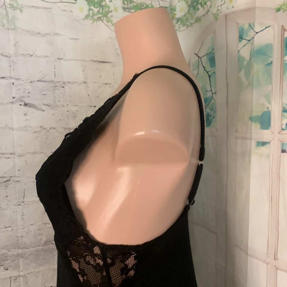 Jones New York Baby-doll Lencería Talla Mediana Vestido Encaje Volantes Negro Encaje Elástico Foto 4 de 4