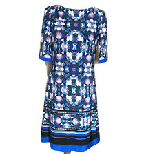 Eliza J Sheath Dress Womens 8 Multi Color Fit & Flare Short Sleeve Cocktail