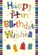 Holographic Foil Birthday Wishes Designer Greetings Age 14 / 14th Birthday Card