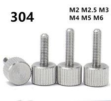304 Stainless Steel Thumb Screws Knurled Flat Head M2 M2.5 M3 M4 M5 M6