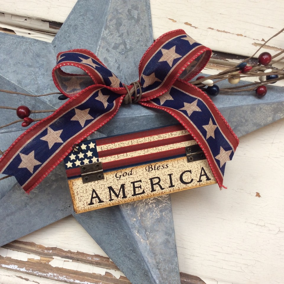 AGD Patriotic Decor - God Bless America Prim Galvanized 3-D Metal Star ...