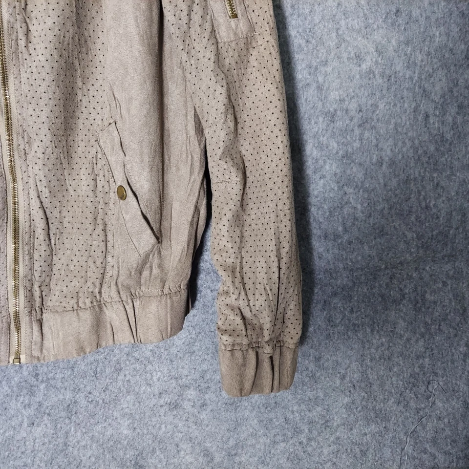 Chaqueta Buffalo David Bitton Mujer L Perforada Moto Imitación Gamuza Tech Street Taupe Foto 4 de 4