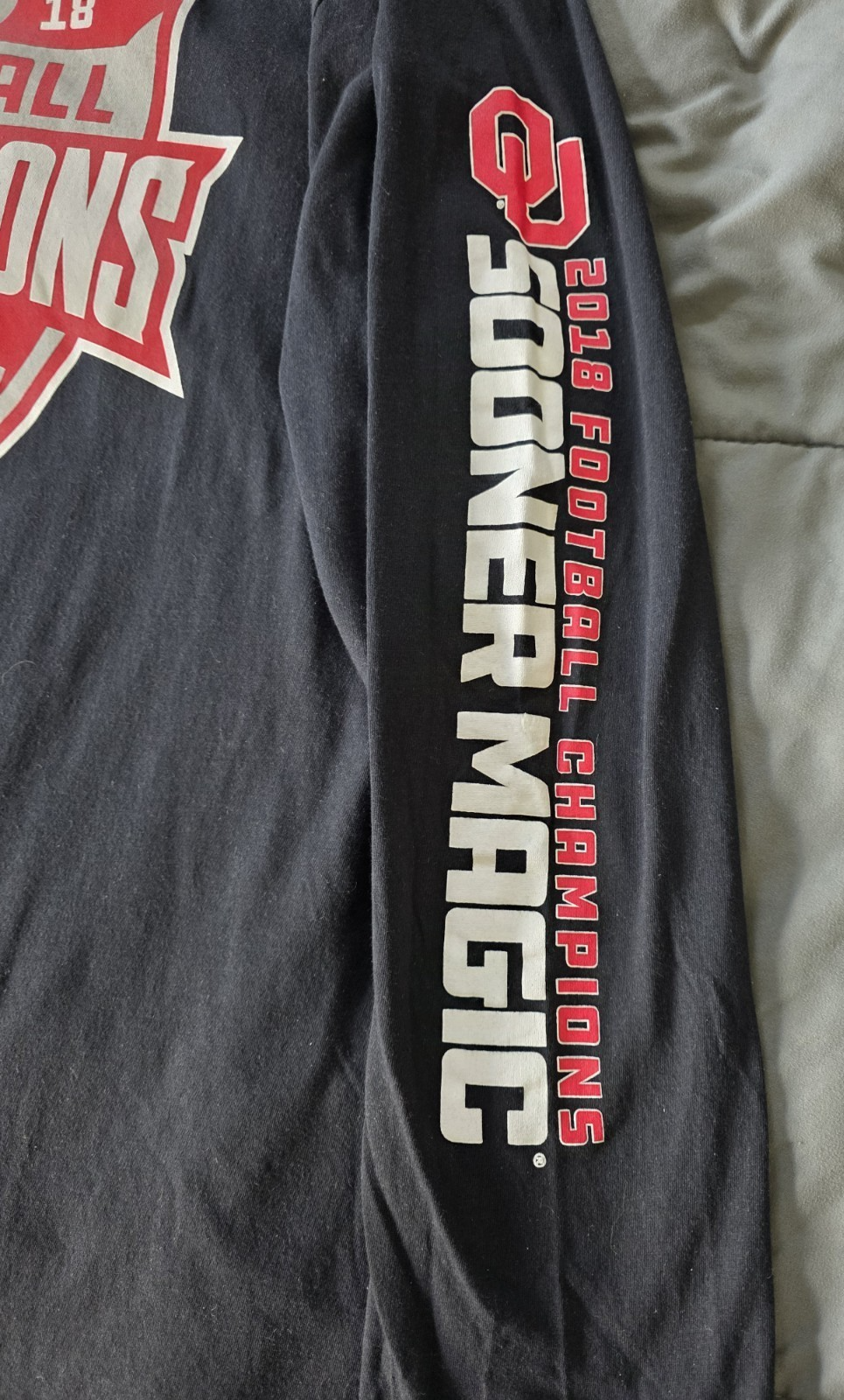 T shirt manica lunga nera OU Football Champions "Quattro di fila" 2018 XL