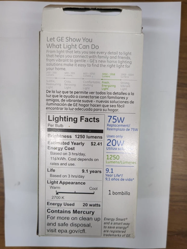 GE Energy Smart 75w (Uses Only 20w) 1260 Lumens Light Bulb #74200 4 Pack - Image 4 of 4