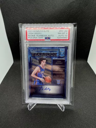 Josh Giddey 2021 PSA8 with 10 Auto Elite Rookie Donruss Yearbook  Bulls Thunder