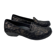 Dansko Womens Olivia Clogs Black Gold Leather Slip On Cushioned Snake 7.5 EUR 38