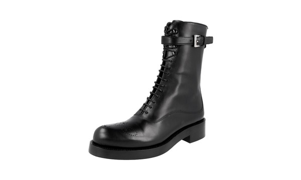 Prada Leder Laufsteg Stiefelette Combat Boots 1U053G Schwarz - Neu - 36,5 37-image