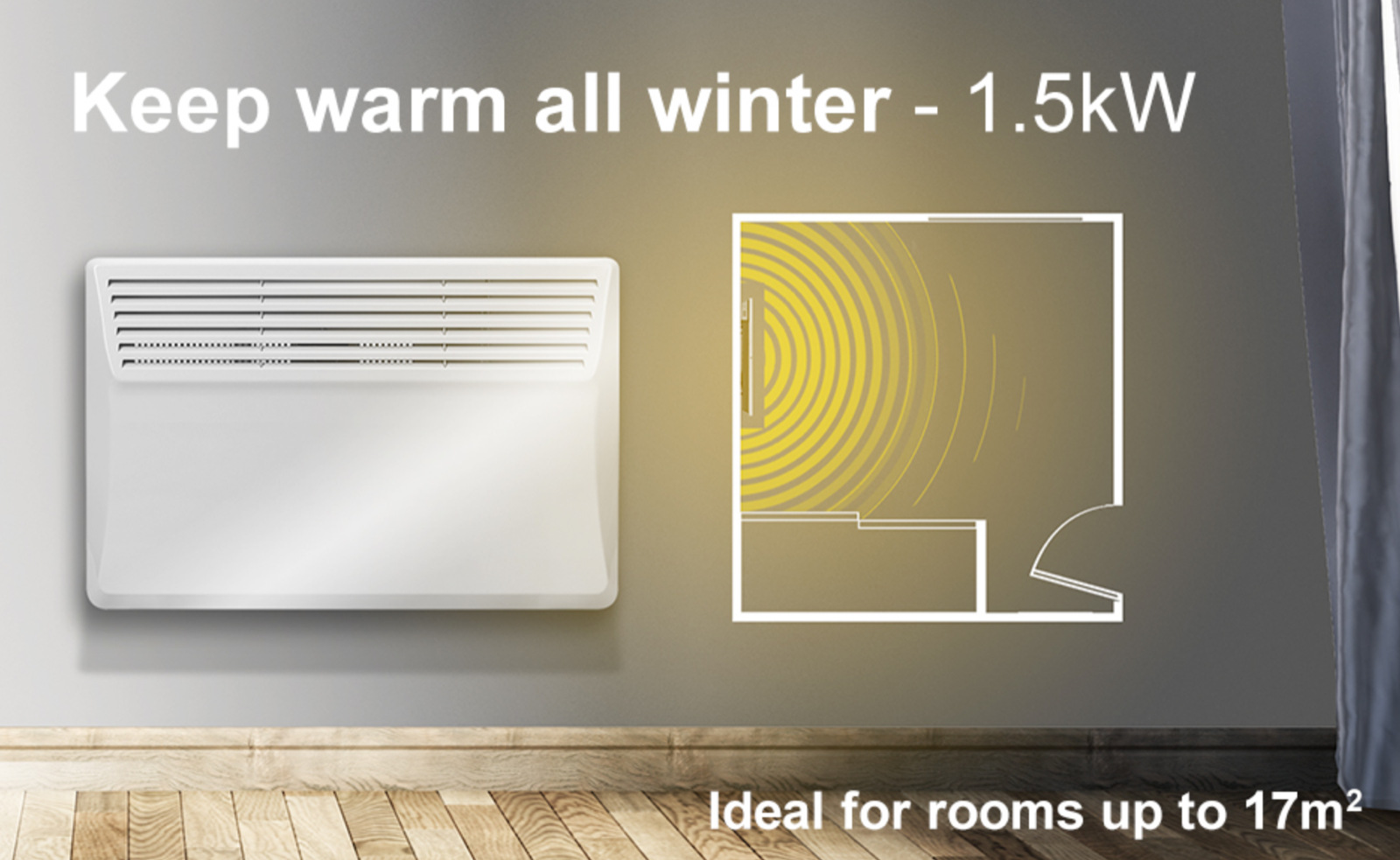 Wall Heater Energy Saving, Digital Electric Panel Convector Timer 1500W |  eBay