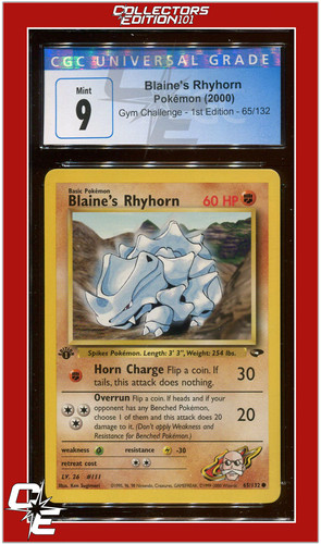 Blaine's Rhyhorn (1st Edition) graded CGC 9 for sale on eBay