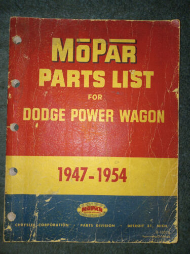 1947-1954 Dodge Power Wagon libro de piezas/catálogo de piezas originales 48 49 50 51 52+ - Imagen 2 de 10