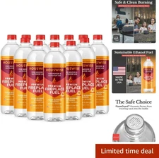 Bio Ethanol Fireplace Fuel 12 x 1 Liter - Bioethanol Fuel Tabletop Fire Pit,...