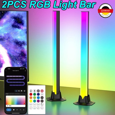2x LED Smart Lightbar TV Hintergrundbeleuchtung Musik RGB Ambiente Gaming Lampe