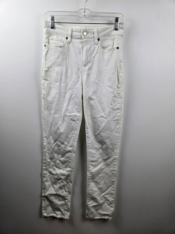 Paige Jeans Womens 26 White Denim Pockets Stretch Flat Front Slim Fit Skinny Leg