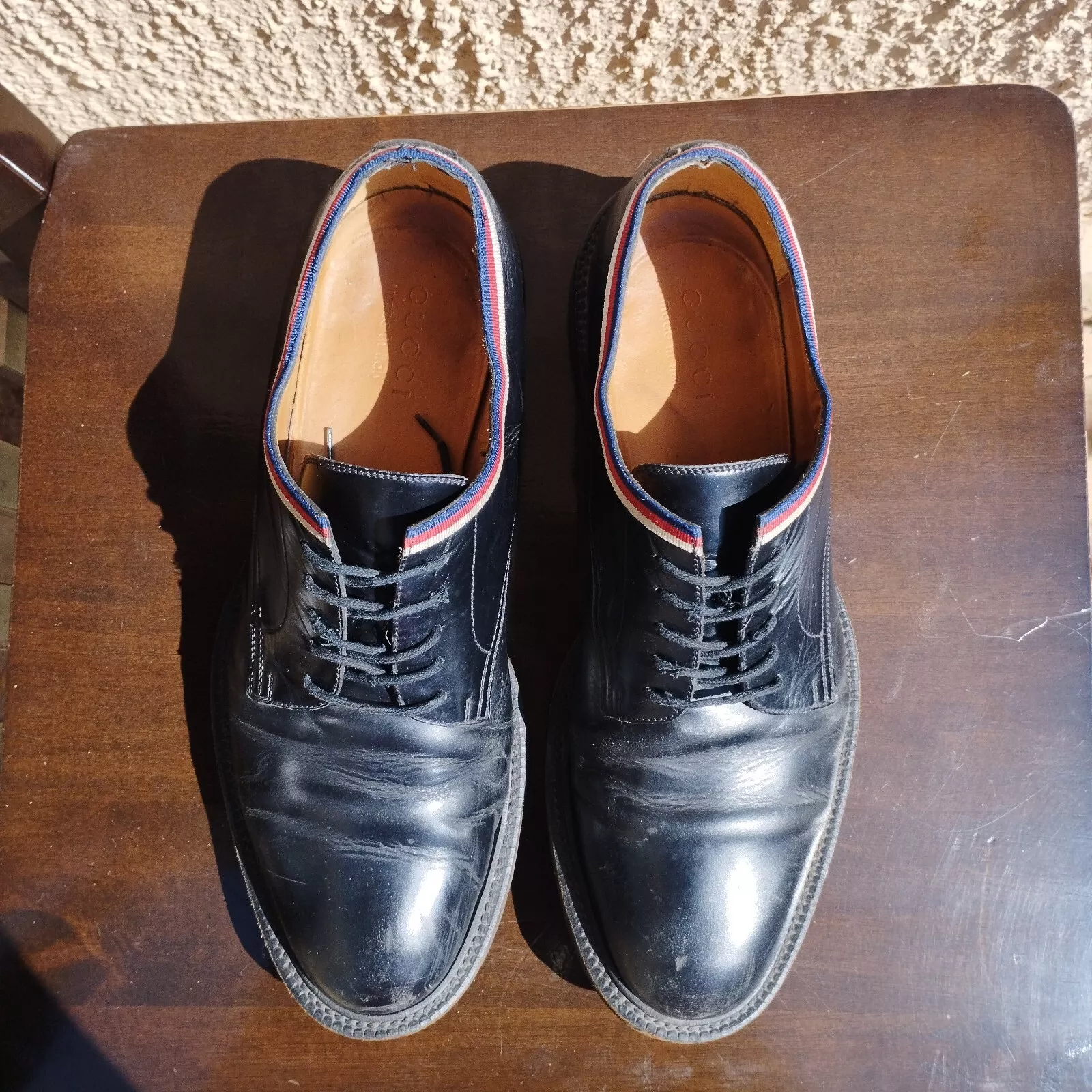 CHAUSSURES EN CUIR À LACETS GUCCI HOMMES BEYOND OXFORD, NOIR. TAILLE 9 UK