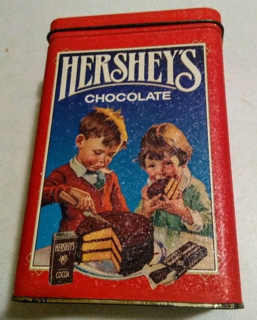 Vintage 1991 Hershey's Chocolate Decorative Metal Tin Can Canister