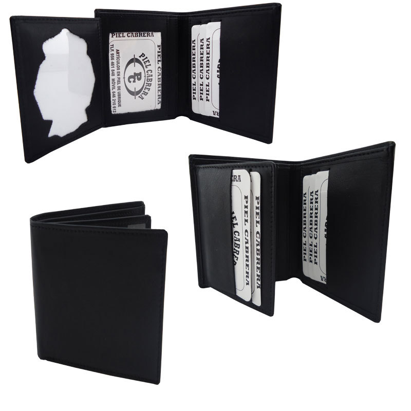 CARTERA PARA PLACA DE POLICIA NACIONAL DE ALTA CALIDAD REF. 801 PIEL CABRERA