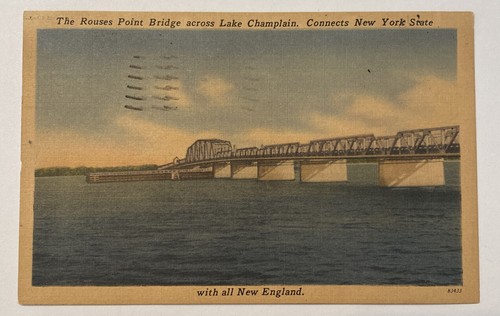 Rouges Point Bridge Vintage Postcard, The Rouses Point Bridge Across Lake Champlain NY | eBay