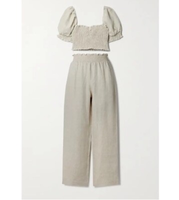 Reformation Mora Linen Top & Pants Set Size Small