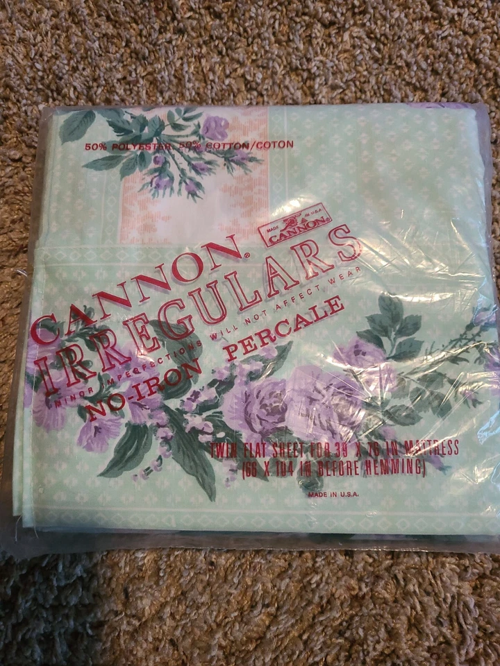 Sábana plana gemela percal irregular cañón vintage nueva de colección ¿cortinas florales EE. UU.? Foto 2 de 4