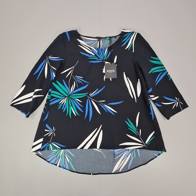 Emme Marella Womens Blouse Black 10 UK 42 Floral Top 3/4 Sleeves