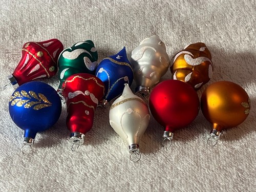 Christmas ornaments set of 10 glass miniature various shapes PO8995 - Picture 5 of 5