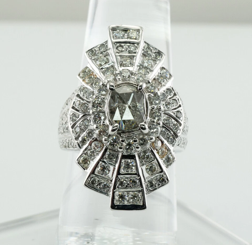 Mid-Century Genuine French Cut 2.33CT Diamonds 935 Silver Fabulous Classic Ring - Image 2 of 4