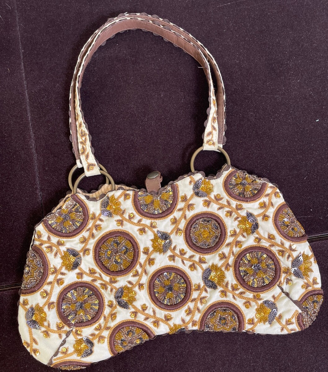 Vintage Jamin Puech Beaded Handbag with Leather Handles