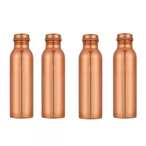 Pure Copper Water Bottle Handmade For Health Benefits - Set of 4 - Picture 1 of 4