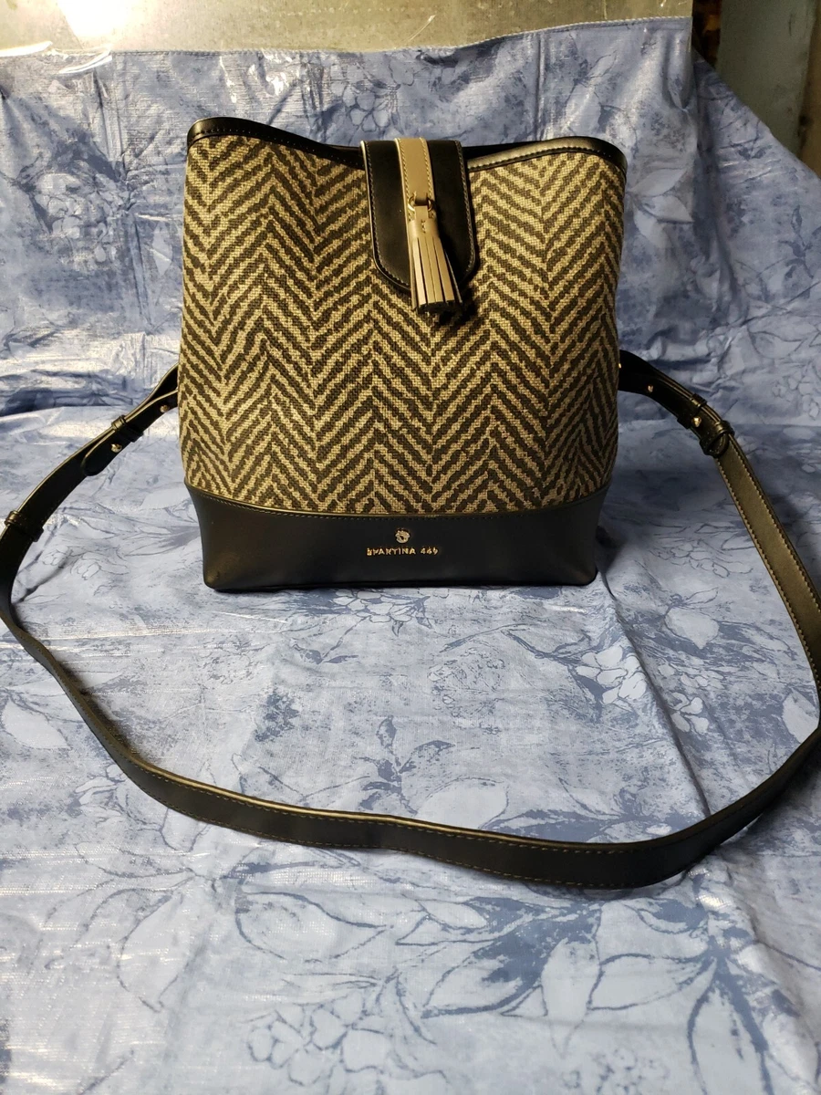 Spartina 449 linen and leather bucket bag Lorelai Mystic Mermaid Pattern