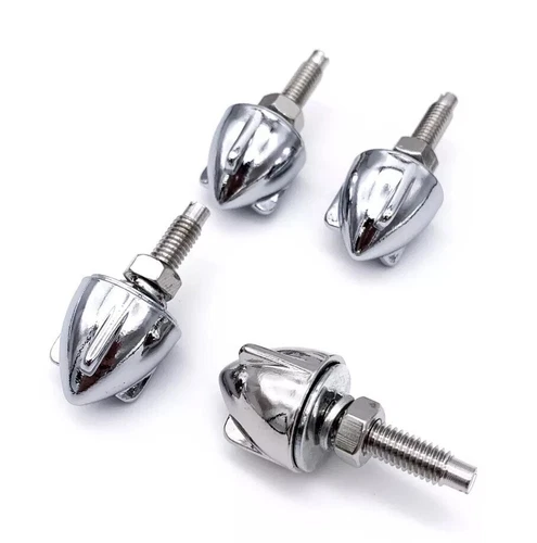 Set (4) Universal Chrome License Plate Bullet Wing Fasteners Bolts Screws 10887