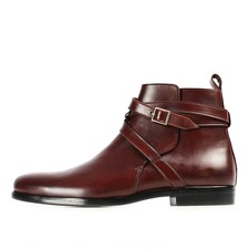 Men's Handmade Brown Genuine Leather Long Chelsea Formal Party Boots