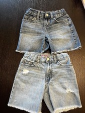 The Children's Place Girls Size 6 Blue Denim 2Shorts Distressed Adjustable Waist