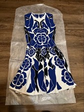 Alexander McQueen Dress M White Black Blue One Time Worn Stylish Design