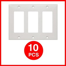 Decorator Wall Plate Outlet Switch Cover Triple 3 Gang Faceplate White 10 Pack