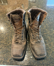 Justin Brown Leather Steel Toe Lace-Up Work Boots Size 9.5