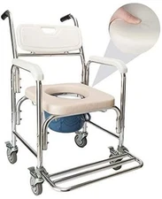Shower Chair Bedside Commode Wheelchair Padded Toilet Seat Shower Transport
