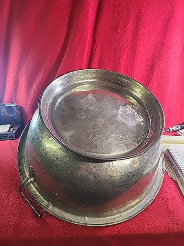 Tin Dough Riser Bread Prepper/ Farmhouse Vented Bowl Antique Large Lid 19"x11" - Picture 5 of 5